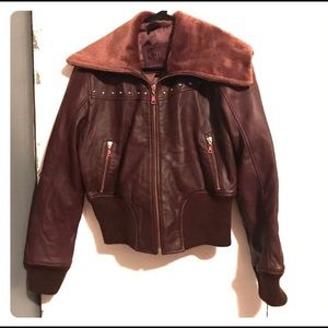 Leather bomber jacket